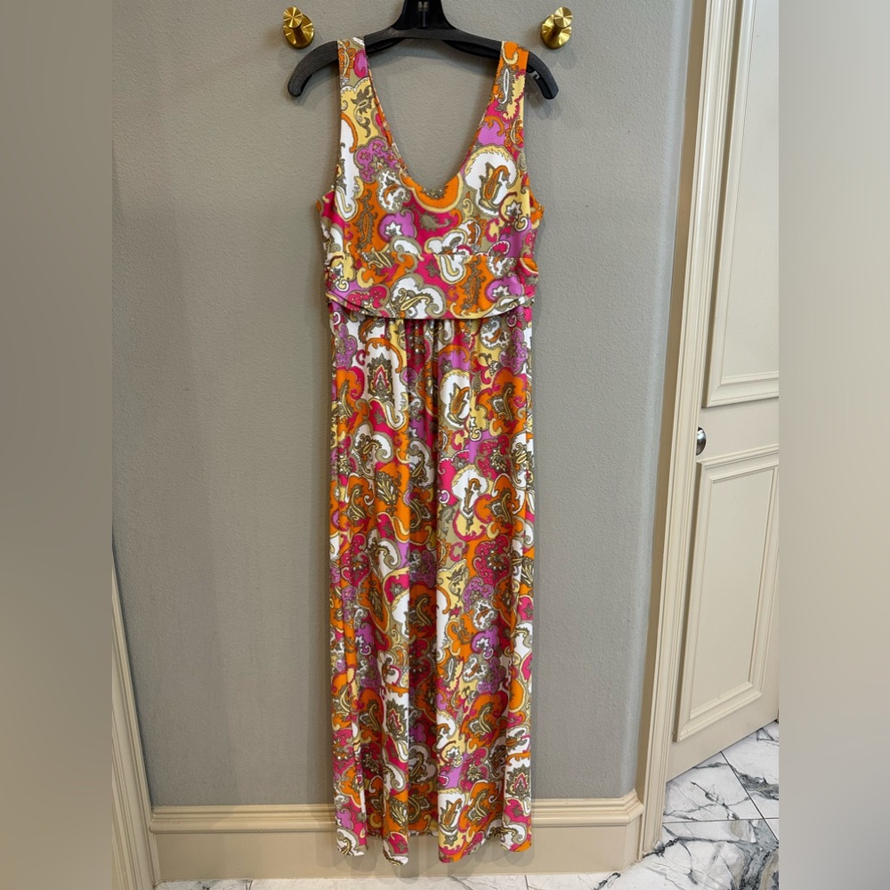 Jude Connally Pink and Orange Swirl Maxi Dress